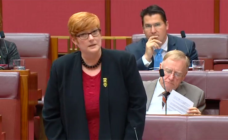 Defence Minister Senator Marise Payne.