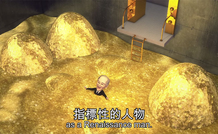 Taiwanese animators have weighed into the Australian leadership spill. This is Malcolm Turnbull, diving into his pool of gold.