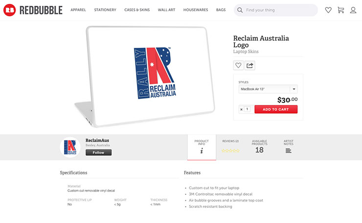 For the racist who has everything, Reclaim Australia has released a new line of merchandise.