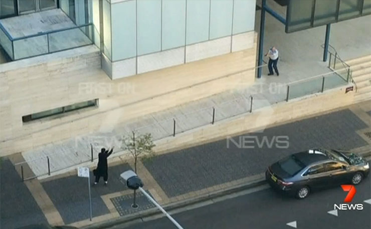 Footage obtained by Channel 7 of the shooting in Parramatta.
