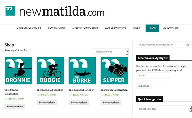 Subs-categories new matilda