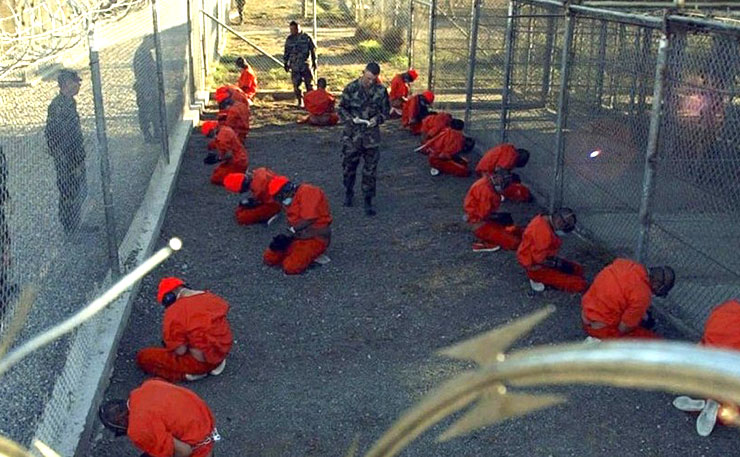 'Detainees' held in Guantanamo Bay, most of them without trial or charge.