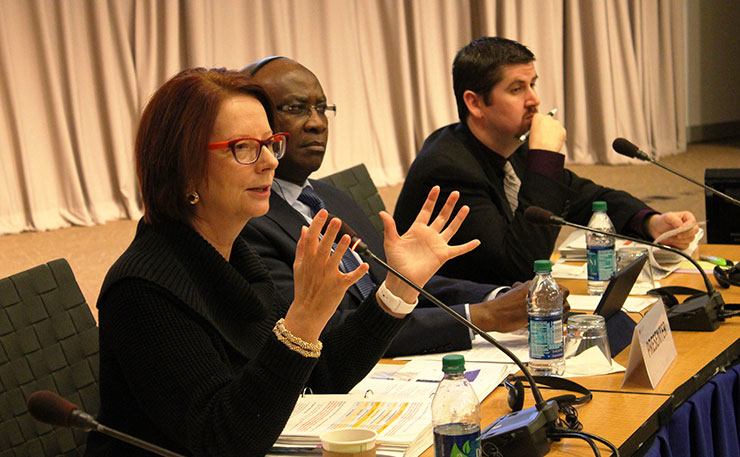 Julia Gillard, pictured at the retreat of the Board of Directors of the Global Partnership for Education. Washington, DC. October 2015 (IMAGE: GPE/Chantal Rigaud, Flickr).