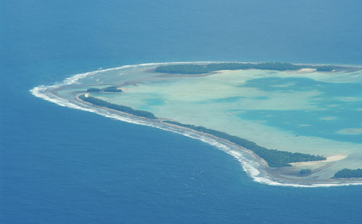 An aerial shot of Tuvalu, one of the Pacific Island nations most under threat by climate change. (IMAGE: Tomoaki INABA, Flickr)