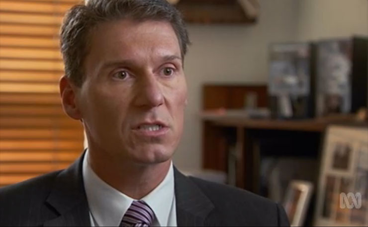 Cory Bernardi, pictured in a screencap from an ABC 4 Corners report into Halal certification.