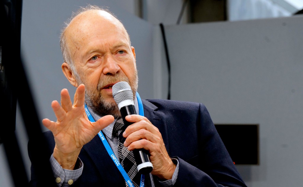 Former NASA scientist and the 'Father of Climate Change' Dr James Hansen, at the COP21 talks in Paris. (IMAGE: Thom Mitchell, New Matilda)