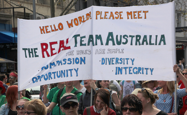 An anti-government protest after the 2014 budget. (IMAGE: Takver, Flickr)