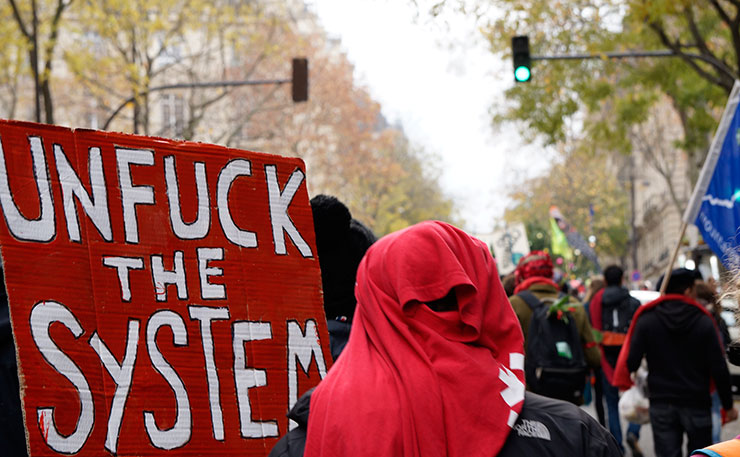 Protests at the Paris climate talks in November 2015. (IMAGE: Thom Mitchell, New Matilda)
