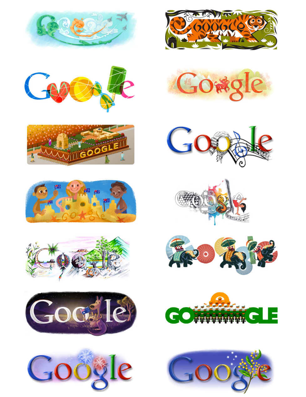 Past Google Doodles for January 26.
