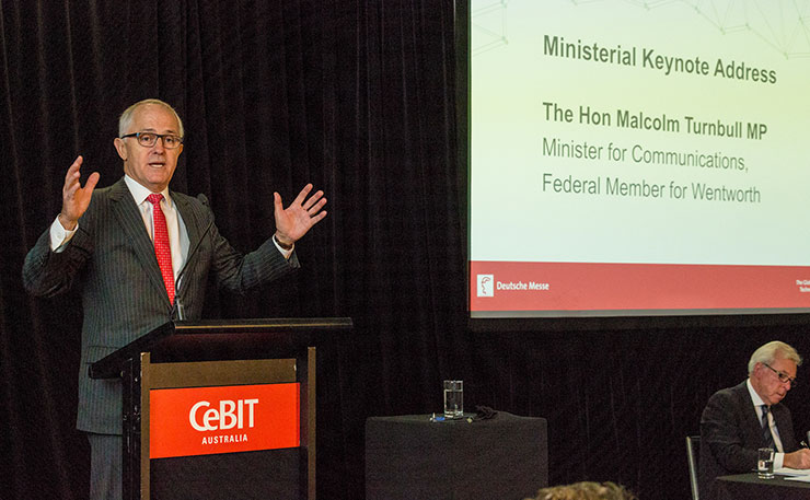 Malcolm Turnbull, pictured at the CeBIT conference in May 2015. (IMAGE: CeBIT Australia, Flickr)