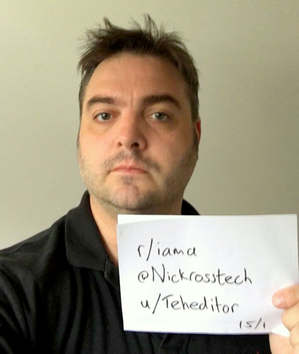 Tech journo Nick Ross pictured in his Reddit introduction photo, last week.