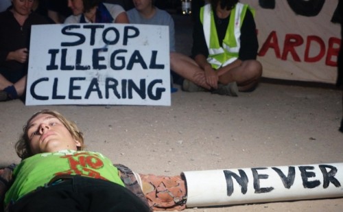 IMAGE: Thom Mitchell. A previous protest against Whitehaven Coal.