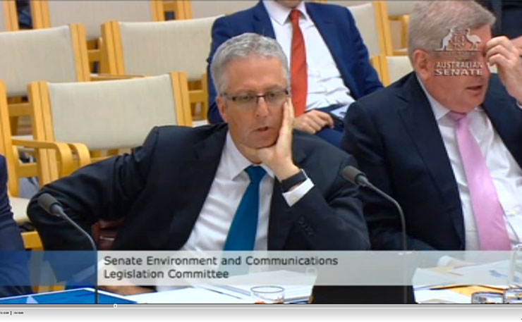 ABC Managing Director Mark Scott, appearing before a Senate Estimates committee this afternoon.