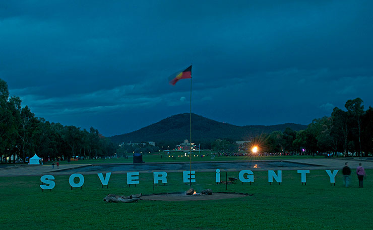 The grounds of the Aboriginal Tent Embassy in Canberra. (IMAGE: Cazz, Flickr).