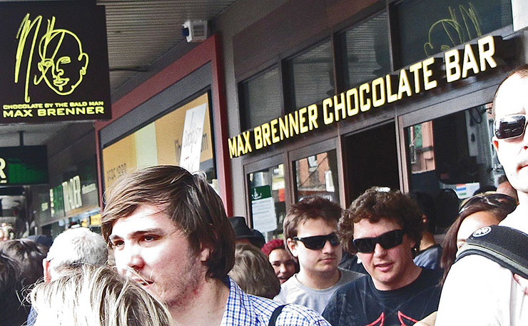 A 2011 protest outside chocolate shop Max Brenners. (IMAGE: Newtown grafitti, Flickr)
