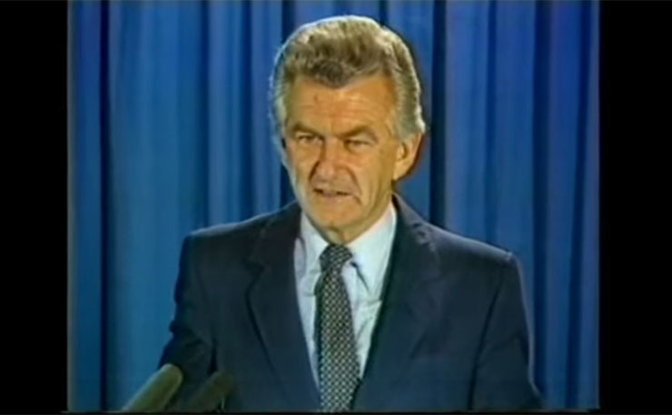 Bob Hawke, pictured during a 1983 appearance at the National Press Club.