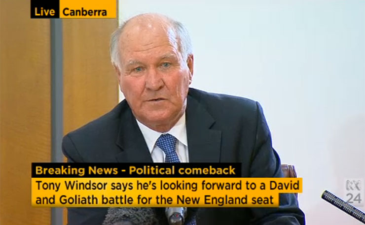 Former Member for New England, Tony Windsor. (IMAGE: Screencap from ABC News 24).