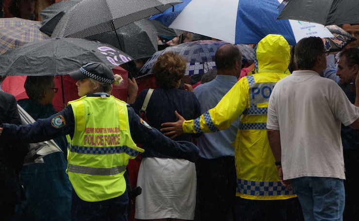 IMAGE: Thom Mitchell. Police on crowd control.