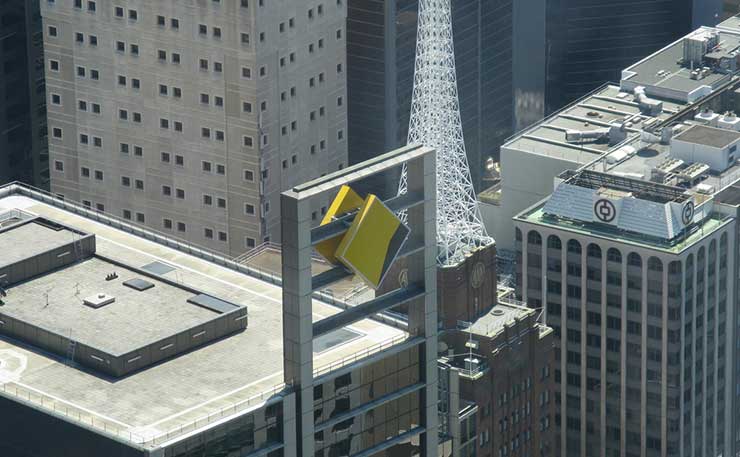 The Commonwealth Bank logo, pictured in Sydney. (IMAGE: Phil Desveaux, Flickr)