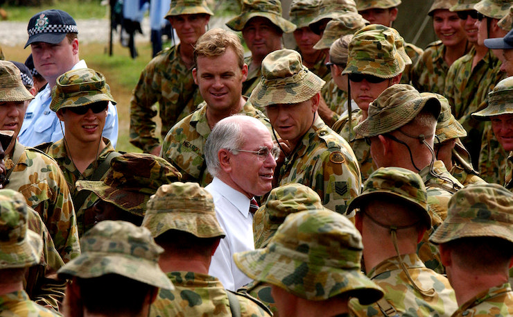 John Howard visits troops in the Solomon Islands in 2003. (IMAGE: Gary Ramage/DFAT, Flickr).