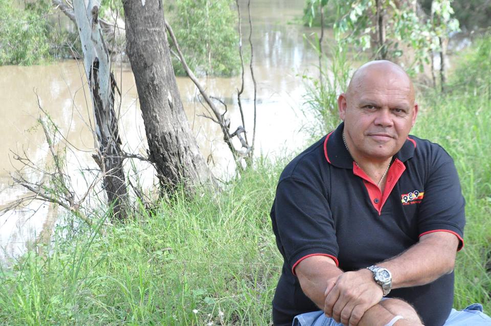 Legendary First Nations broadcaster Tiga Bayles, pictured on the banks of the Dawson River in central Queensland in 2013.