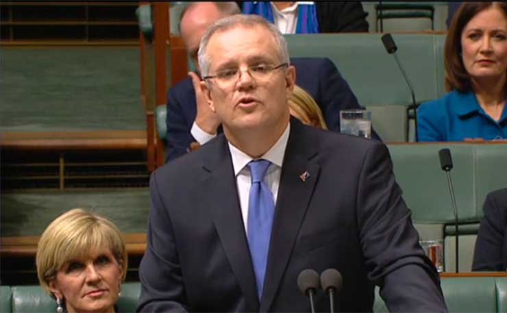 Federal Treasurer Scott Morrison delivers his first budget, in 2016.