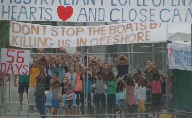 Refugees protest on Nauru. (IMAGE: Refugee Action Coalition)
