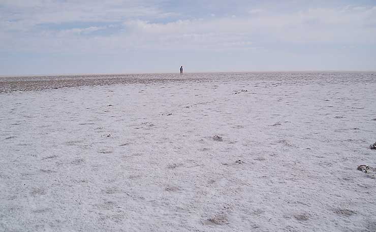 The salt plains of Lake Eyre, in South Australia.