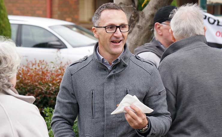 Greens leader Richard Di Natale pictured in the electorate of Batman earlier today. (IMAGE: Thom Mitchell, New Matilda)
