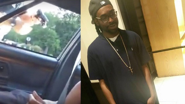 Philando Castile, left. And an image from the scene of his shooting.