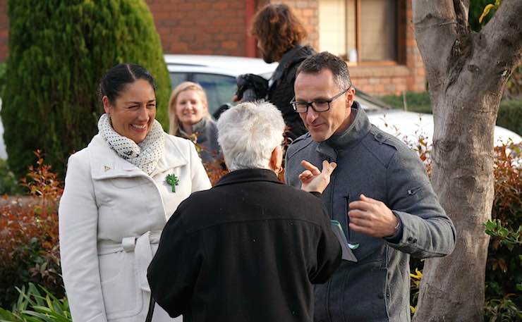 Richard Di Natale campaigns with Alex Bhathal (IMAGE: Thom Mitchell.) 