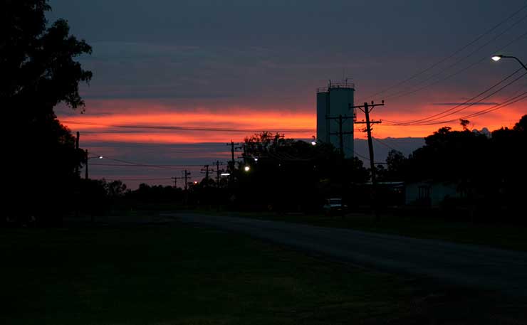 The NSW town of Collarenebri, pictured at sunset. (IMAGE: Matt, Flickr)