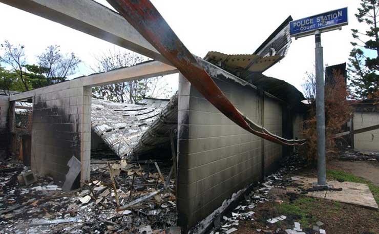 The Palm Island police station and court house, burnt to the ground in November 2004 during the Palm Island uprising.