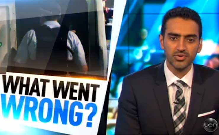 A screen grab from Channel 10's The Project, with Waleed Aly.