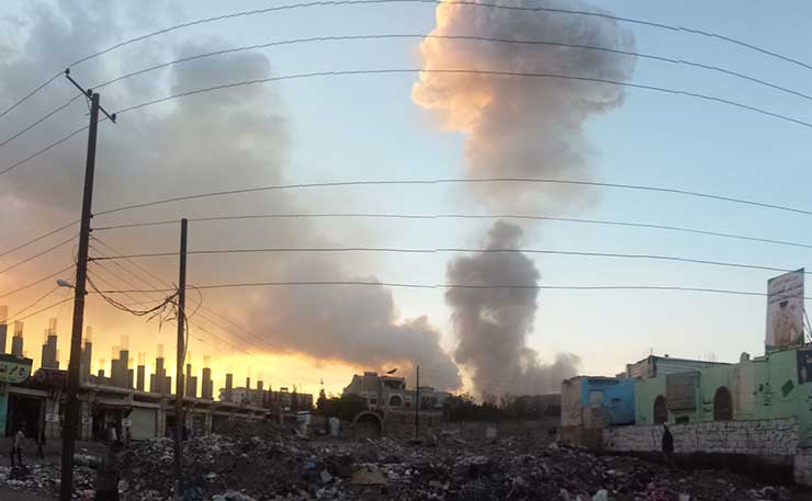 An airstrike in Saana, Yemen. (IMAGE: Ibrahem Qasim, Flickr)
