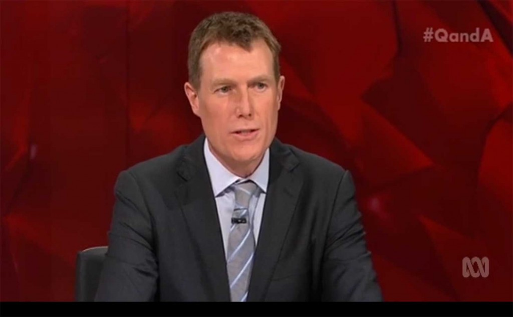 Employment Minister Christian Porter, pictured on ABC's Q&A program.