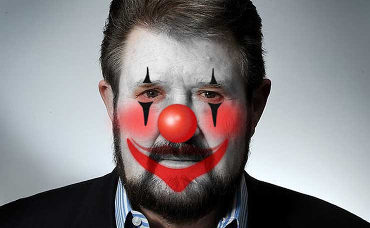 Creepy clown... no really, very creepy clown Derryn Hinch.