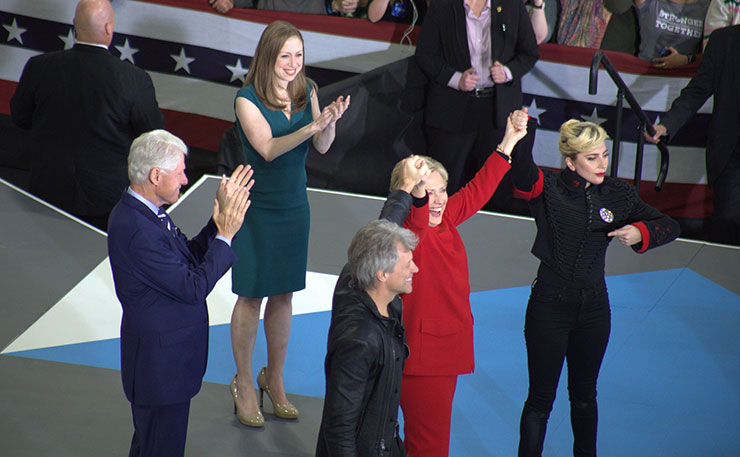 Unsuccesful US presidential candidate, Hillary CLinton, at a midnight rally in North Carolina the night before the election. (IMAGE: jalexartis, Flickr)