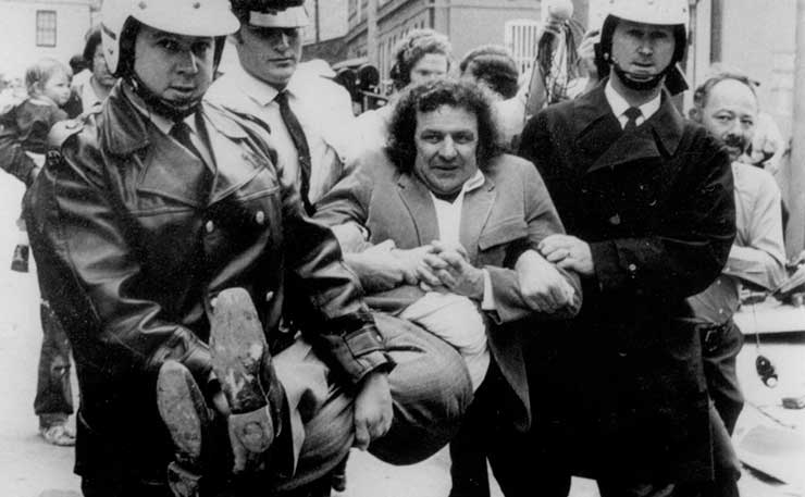 Legendary environmental campaigner Jack Mundey, being arrested protecting The Rocks in the 1970s.