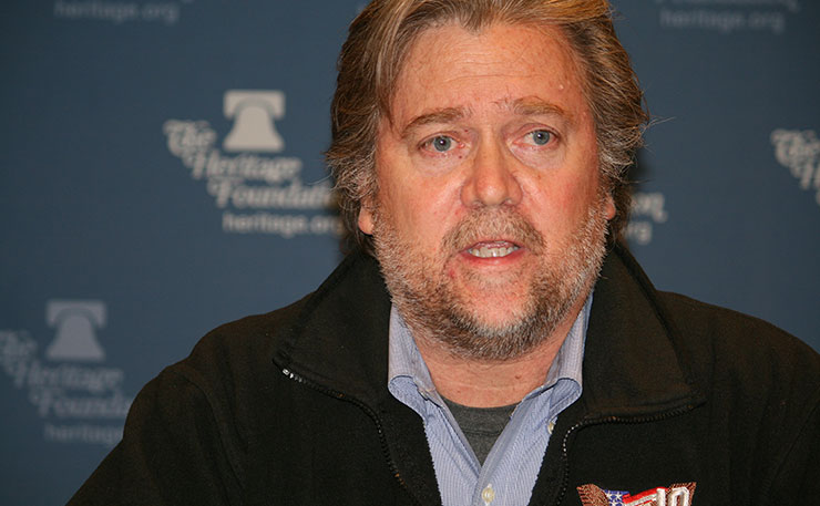 Former Breitbart editor then sacked senior Trump adviser, Steve Bannon.