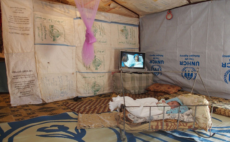 Standard accommodation in a UN refugee compound in Lebanon.