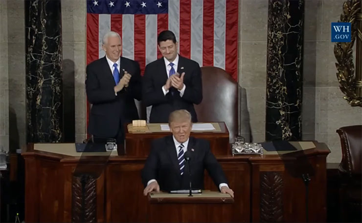 US president Donald Trump, delivers his first speech to the US Congress.