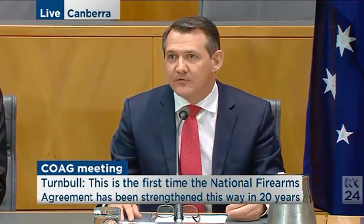 NT Chief Minister Michael Gunner, pictured at his first COAG meeting in 2016. (IMAGE: ABC News 24 hour screencap)