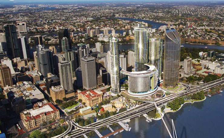 An artist's impression of the planned Queens Wharf development in Brisbane.