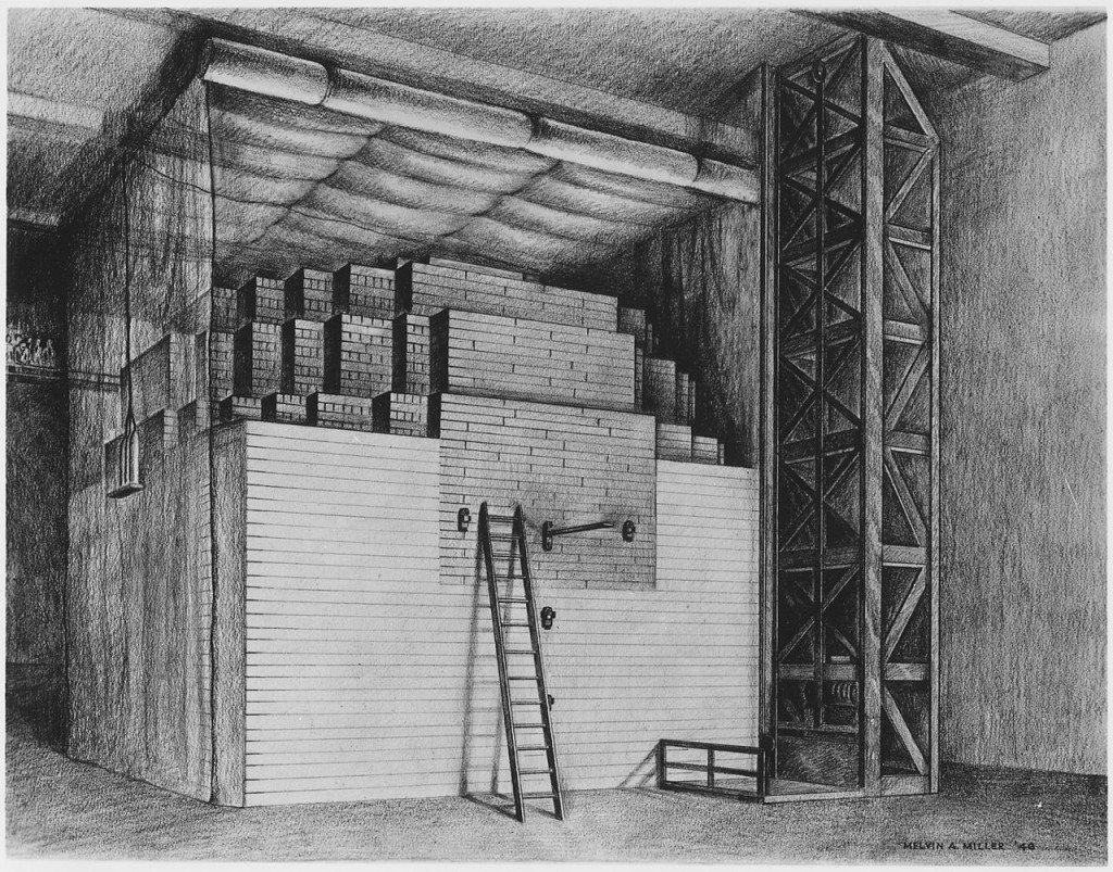 The first nuclear reactor was erected in 1942 in the West Stands section of Stagg Field at the University of Chicago, which was also used as a squash court.