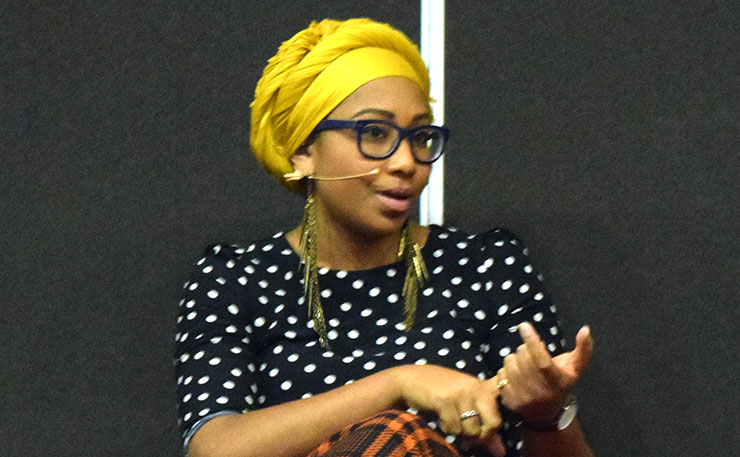 Yassmin Abdel-Magied, speaking at The Greek Club in West End in April 2016 for the 'Australia in Transition' panel. (IMAGE: Erin Maclean, Flickr)