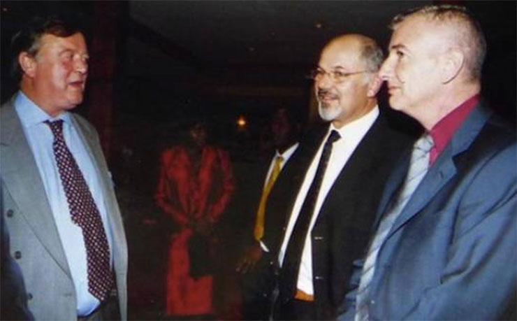 From Left, Ken Clarke, a former senior UK minister for the Conservatives and the ex deputy chairman of BAT (1998-2007). Middle, an unnamed BAT employee. And right, Paul Hopkins, who was body guarding Clarke on his visit to Kenya.