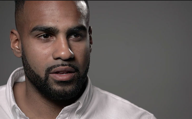 AFL star Heritier Lumumba, in a screencap from a documentary Fair Game which began airing on SBS on Sunday September 3.