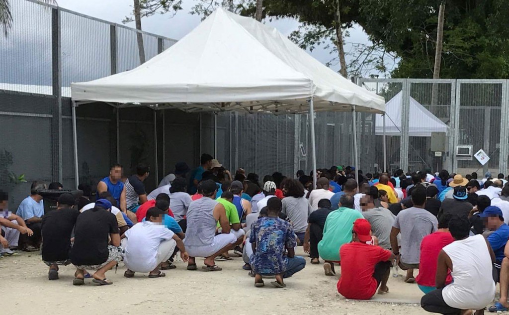 Manus Island detainees protest every day at 2pm, against their relocation from the processing centre set at a naval base, to the nearby transit centre. The move came in the wake of a PNG High Court decision which found the processing centre illegal. 