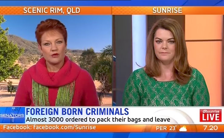 Senator Pauline Hanson and Senator Sarah Hanson-Young, pictured during a recent appearance on Channel 7's Sunrise program.
